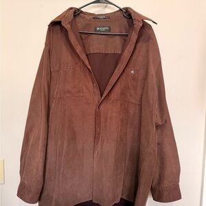 Brandini Brown Suede Button-Up Shirt Jacket